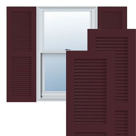 True Fit PVC, Two Equal Louver Shutters, Wine Red, 18W X 36H